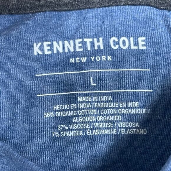 Kenneth Cole Blue Crewneck Tee Large 56% Organic Cotton Viscose Blend 6881 - Picture 3 of 6